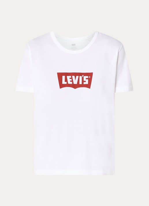 Levi's T-shirt met logoprint en stretch - voorkant wit