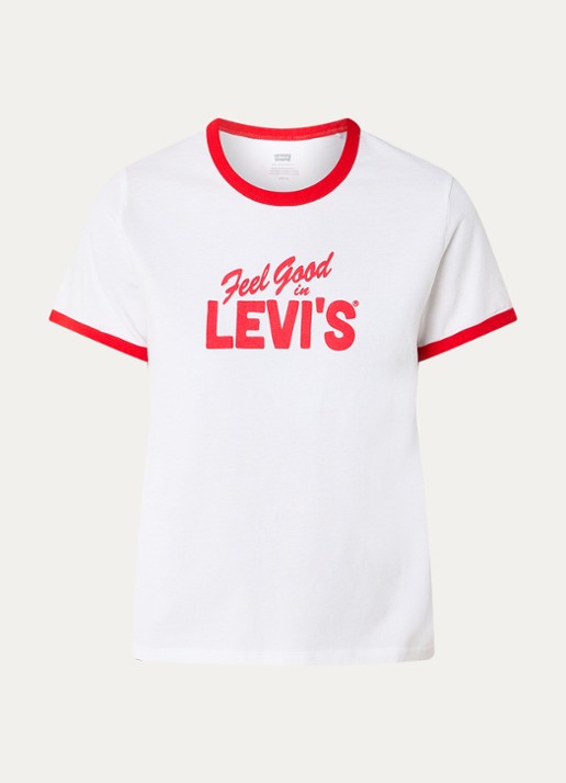 Levi's T-shirt met logoprint - voorkant wit