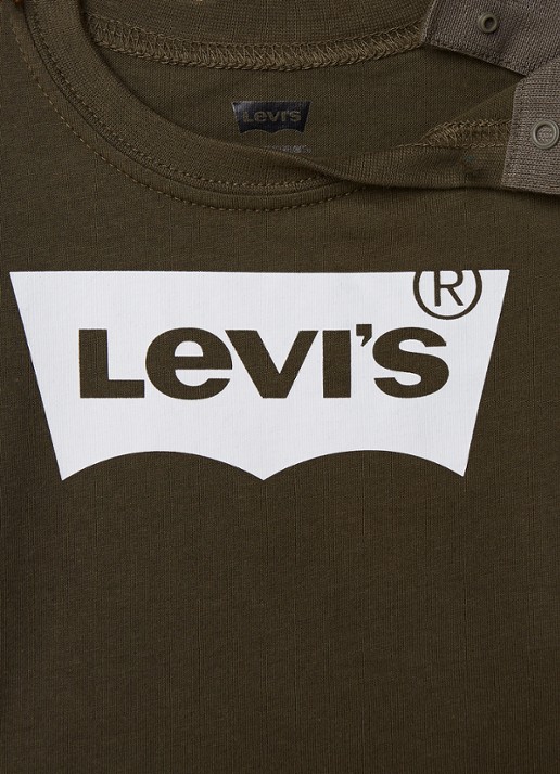 Levi's T-shirt met logoprint - detail olijfgroen