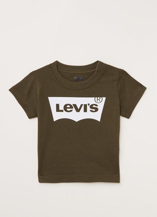 Levi's T-shirt met logoprint - voorkant 3 olijfgroen