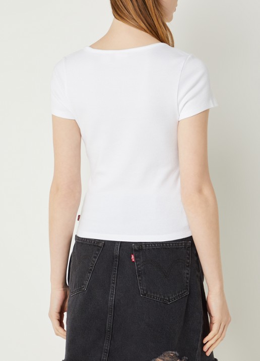 Levi's T-shirt met ribstructuur - achterkant 4 wit