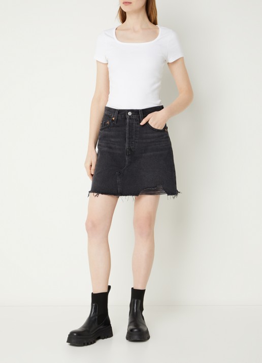Levi's T-shirt met ribstructuur - voorkant 2 wit