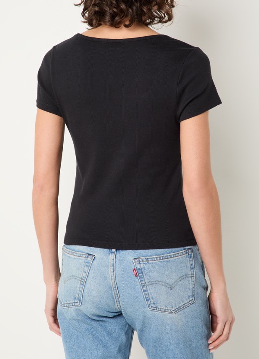 Levi's T-shirt met ribstructuur - achterkant 4 zwart