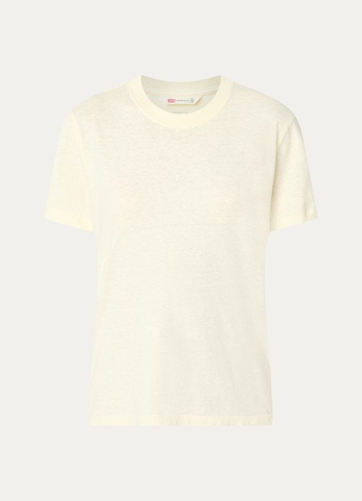 Levi's T-shirt met ronde hals - voorkant lichtgeel