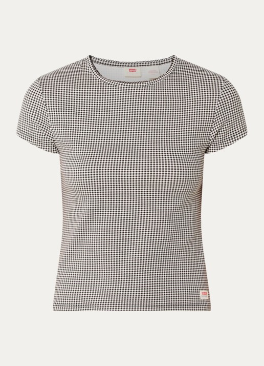 Levi's T-shirt met ruitdessin - voorkant zwart