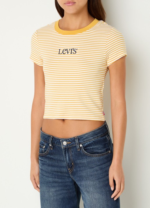 Levi's T-shirt met streepprint en logoborduring