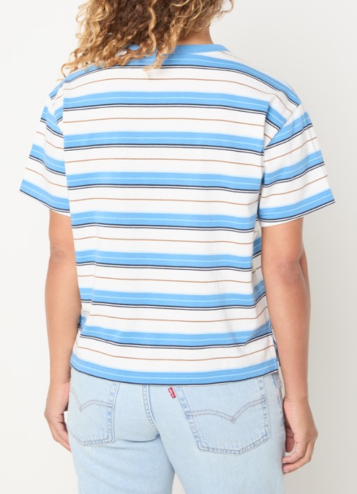 Levi's T-shirt met streepprint - achterkant blauwgrijs