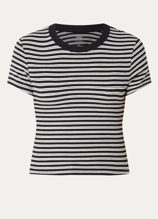 Levi's T-shirt met streepprint - voorkant 3 zwart