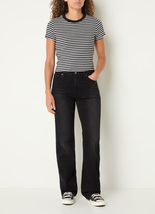 Levi's T-shirt met streepprint - voorkant 4 zwart