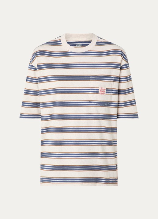 Levi's T-shirt met streepprint - voorkant 3 beige