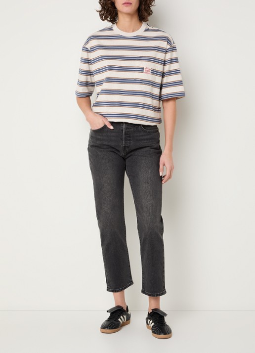 Levi's T-shirt met streepprint - voorkant 4 beige