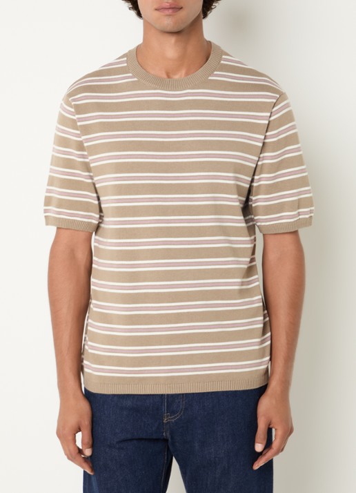 Levi's T-shirt met streepprint - detail beige