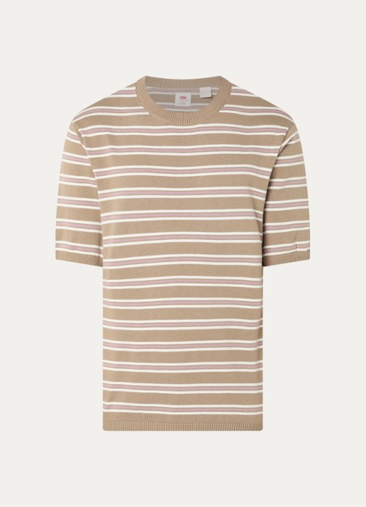 Levi's T-shirt met streepprint - voorkant 3 beige