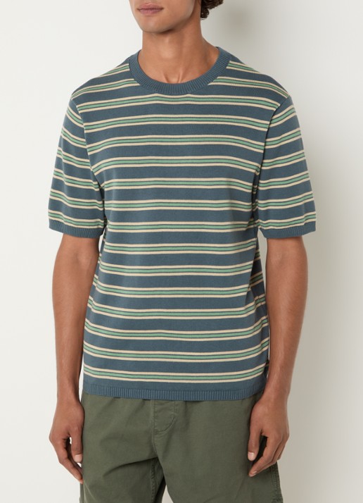 Levi's T-shirt met streepprint - detail 3 staalblauw
