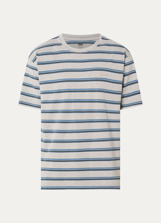 Levi's T-shirt met streepprint - voorkant 2 lichtgrijs