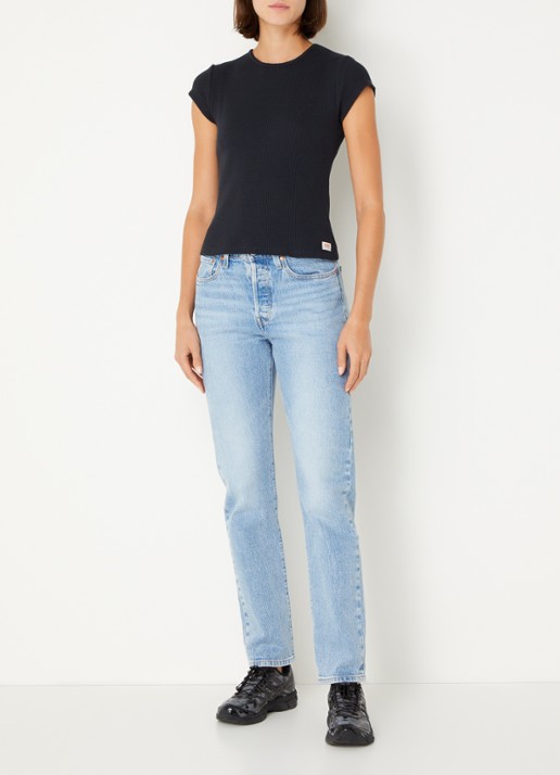 Levi's T-shirt met structuur - voorkant 3 zwart
