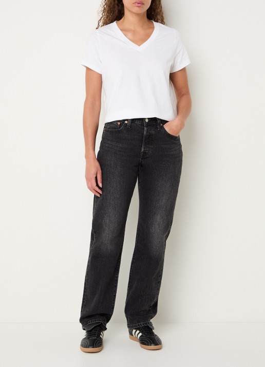 Levi's T-shirt met V-hals - voorkant 4 wit