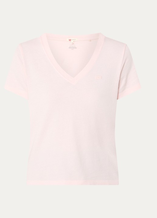 Levi's T-shirt met V-hals - voorkant lichtroze