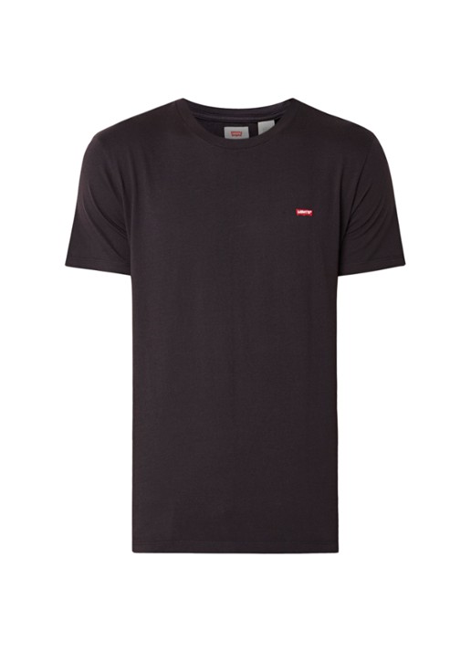 Levi's T-shirt van katoen met logoborduring - voorkant zwart