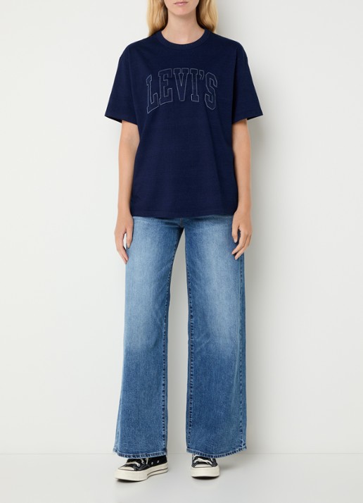 Levi's Tabor T-shirt met logoborduring - voorkant 4 donkerblauw