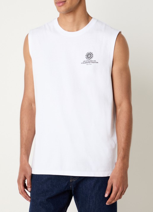 Levi's Tanktop met logo- en backprint - achterkant wit