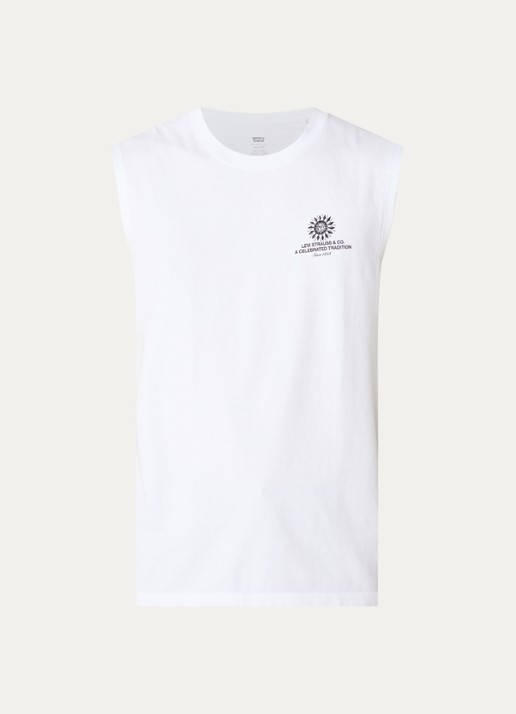 Levi's Tanktop met logo- en backprint - voorkant 3 wit
