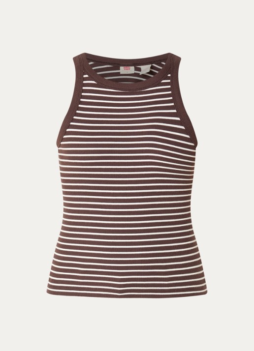 Levi's Tanktop met streepprint - voorkant donkerbruin