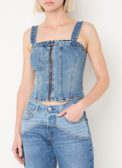 Levi's Tanktop van denim met smockwerk
