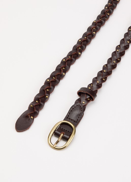 Levi's Taylor gevlochten riem van leer - detail donkerbruin