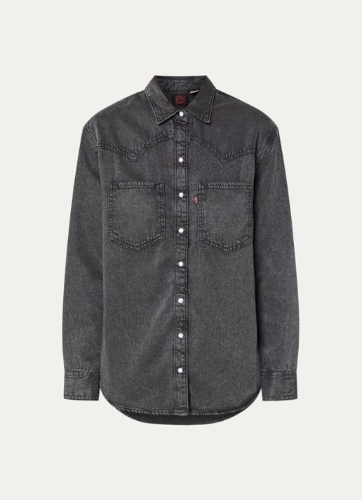 Levi's Teodora blouse van chambray met borstzakken - voorkant zwart