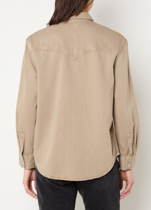 Levi's Teodora blouse van chambray met borstzakken - achterkant lichtbruin