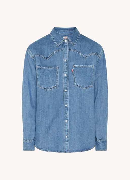 Levi's Teodora blouse  van chambray - voorkant 3 blauw