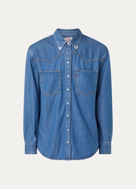 Levi's Teodora blouse van chambray - voorkant 2 indigo