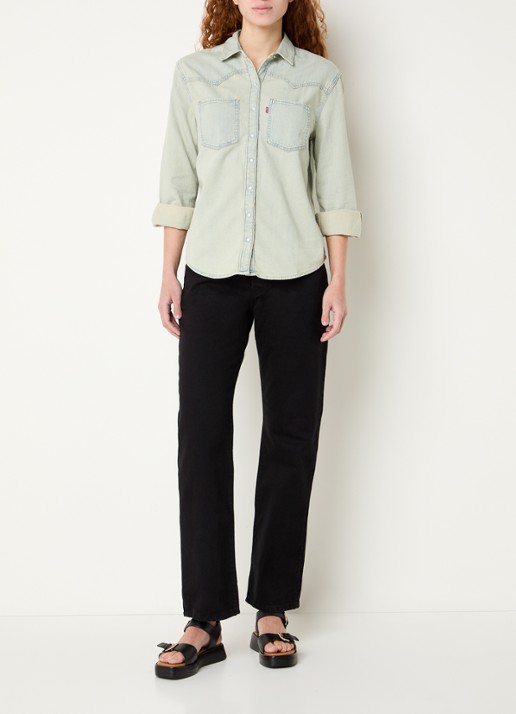 Levi's Teodora blouse van denim met borstzakken - voorkant 2 indigo