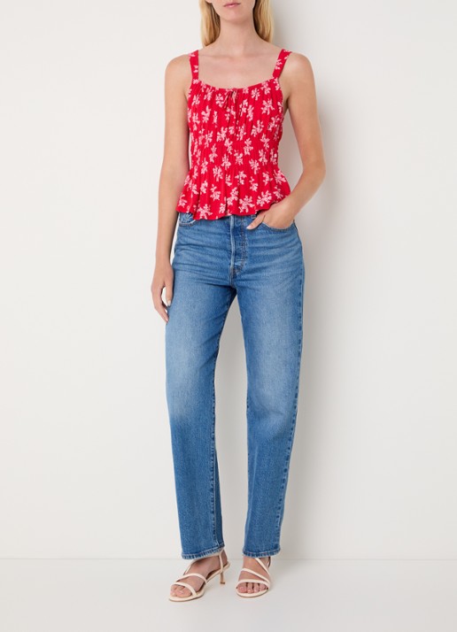 Levi's Top met bloemenprint - voorkant 2 steenrood