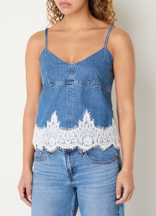 Levi's Top van denim met details van kant