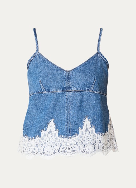 Levi's Top van denim met details van kant - voorkant 3 indigo