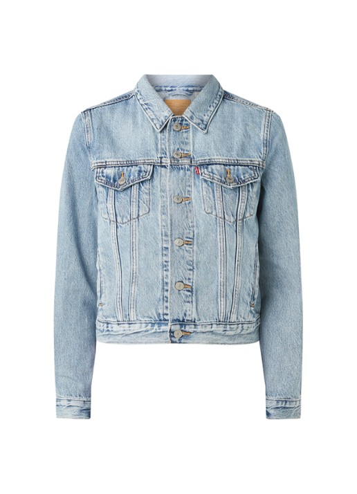 Levi's Trucker spijkerjas met lichte wassing - voorkant 2 indigo