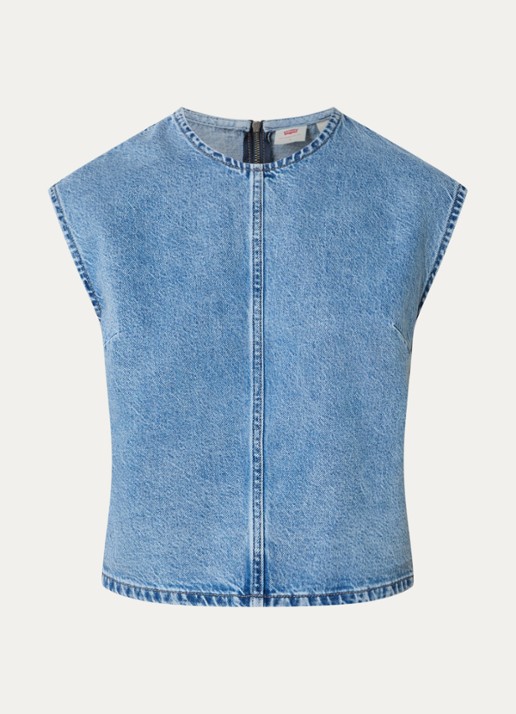 Levi's Tuniek van denim met ronde hals - voorkant 3 indigo