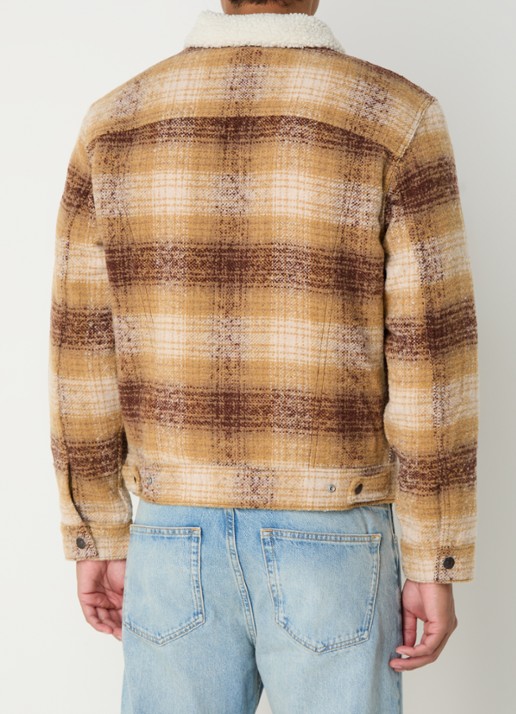 Levi's Type 3 jack in wolblend met teddy voering - achterkant bruin