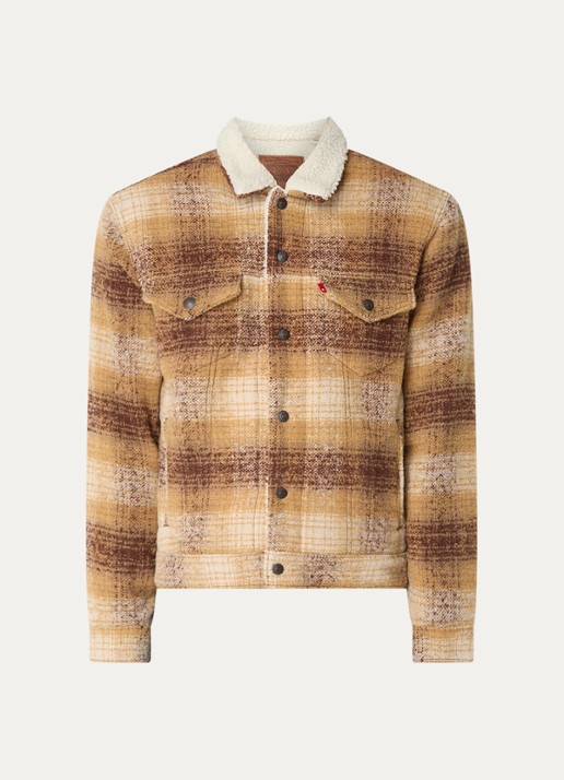 Levi's Type 3 jack in wolblend met teddy voering - voorkant 3 bruin