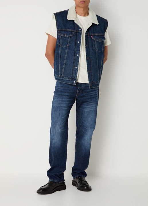 Levi's Type 3 sherpa spijkerjas met borstzakken en teddy voering - voorkant 2 indigo