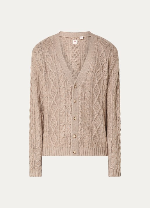 Levi's Valencia kabelgebreid vest in wolblend - voorkant 2 beige