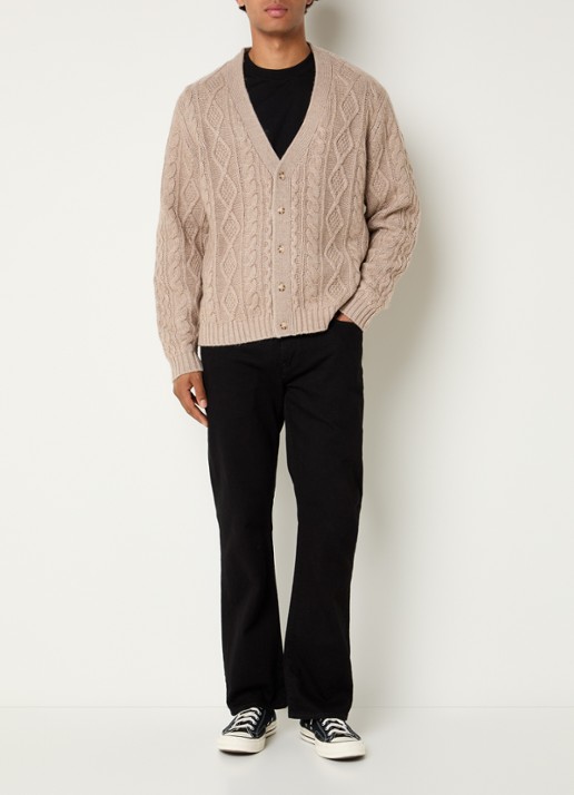 Levi's Valencia kabelgebreid vest in wolblend - voorkant 3 beige
