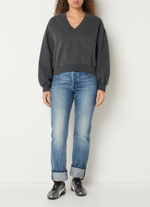 Levi's Vintage cropped sweater met V-hals - voorkant 4 antraciet