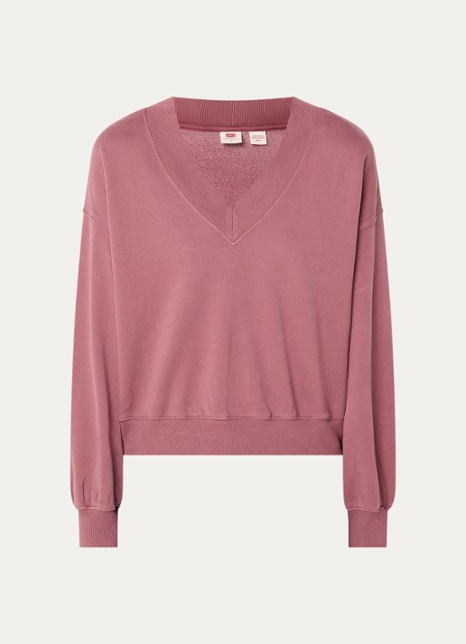 Levi's Vintage cropped sweater met V-hals - voorkant 3 taupe