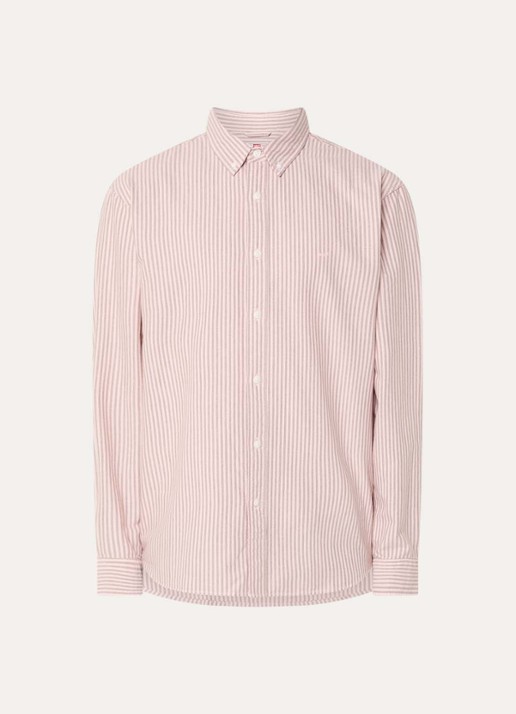 Levi's Waylon regular fit overhemd met streepprint - voorkant zalmroze