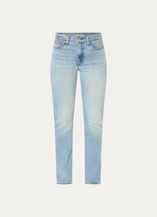 Levi's Wedgie high waist slim fit jeans met lichte wassing - voorkant 4 indigo