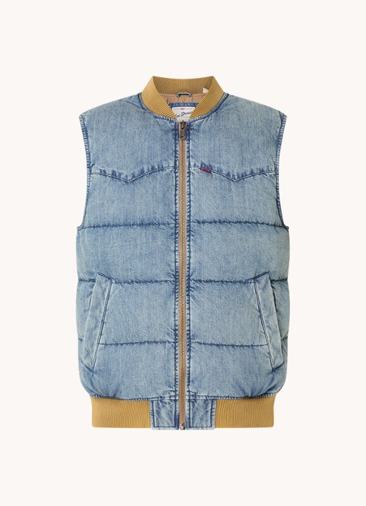 Levi's Western bodywarmer van denim met donsvulling - voorkant indigo