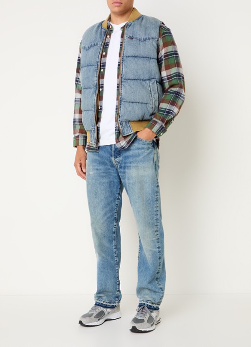 Levi's Western bodywarmer van denim met donsvulling - voorkant 2 indigo